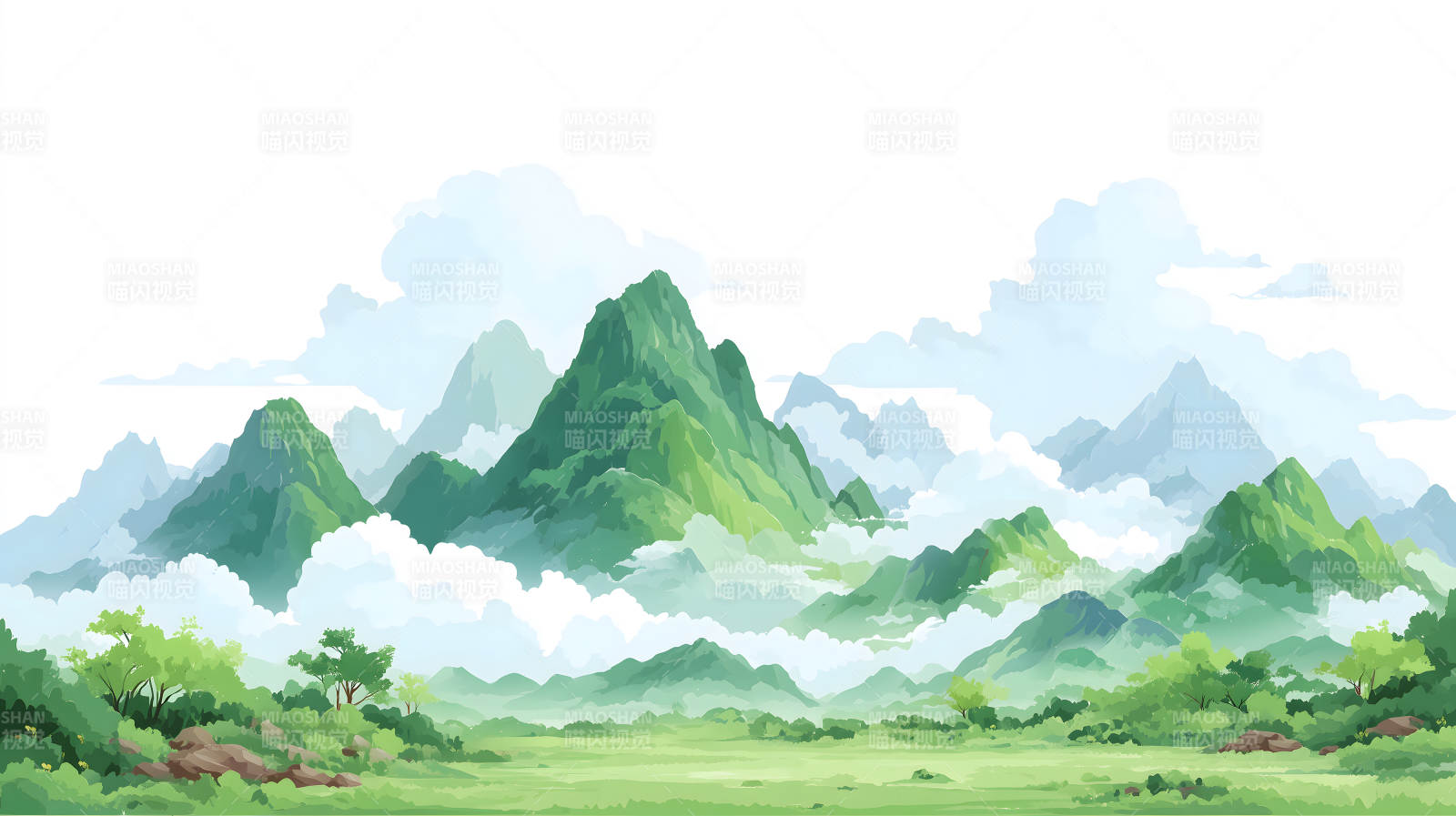 山水画风格的风景画图片