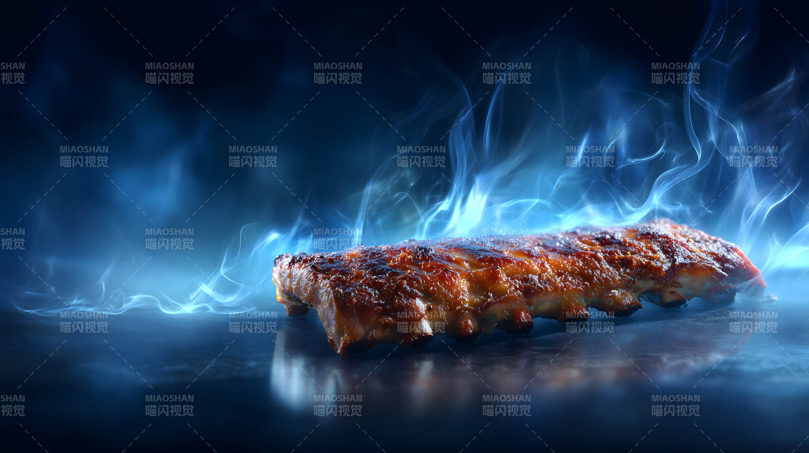 烤肋排的美味诱惑与烟雾缭绕图片