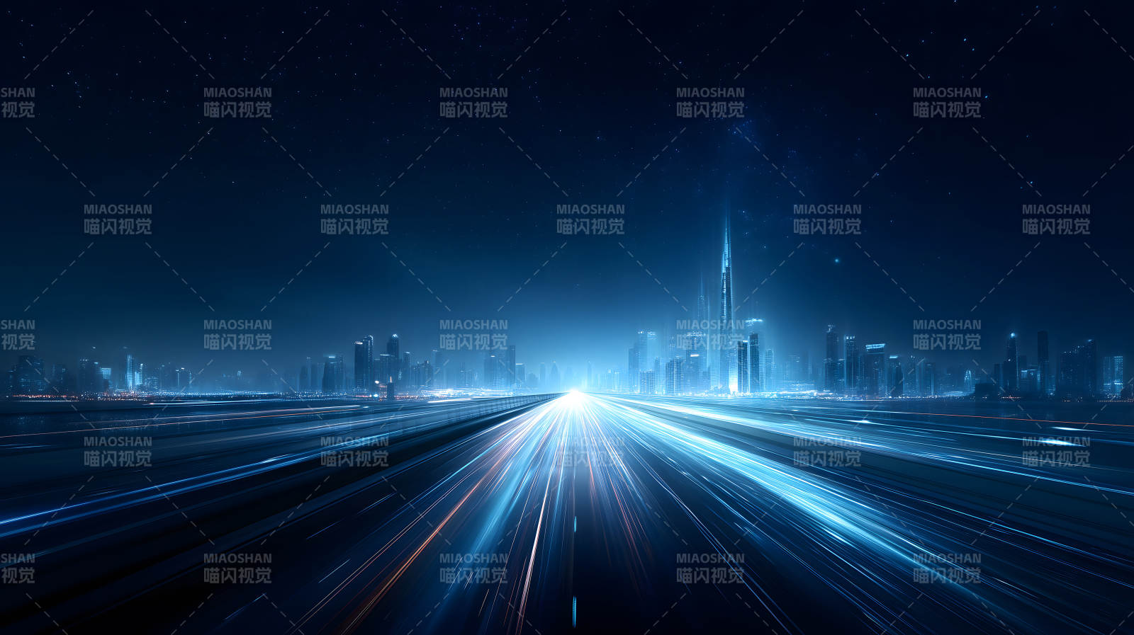 夜幕下的城市高速公路图片