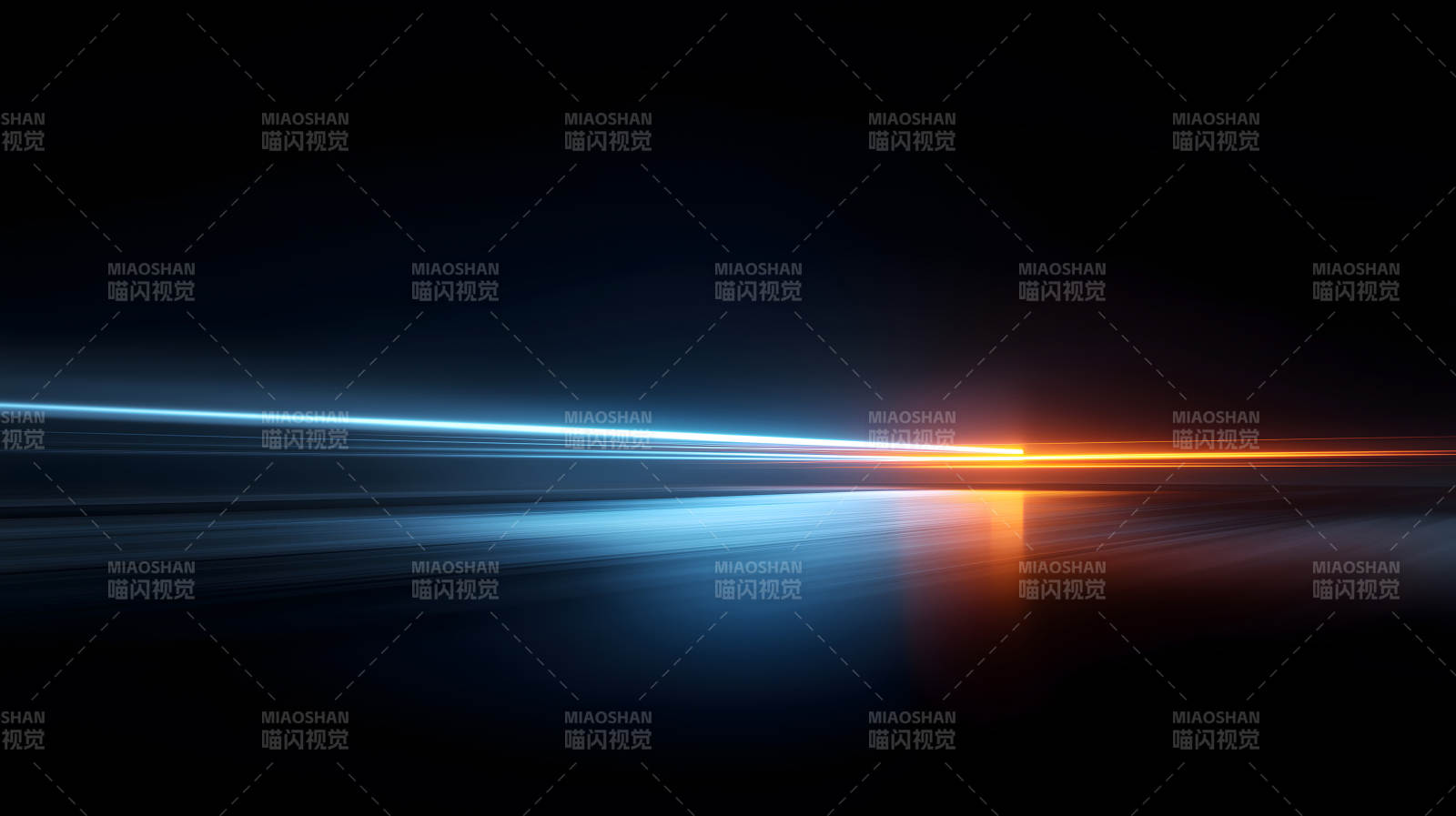 光线轨迹与反射交织的抽象夜景图片