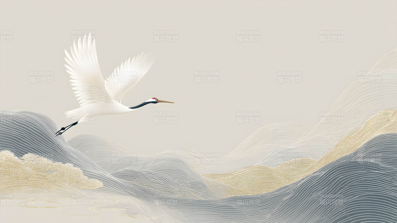 仙鹤翱翔山水间图片