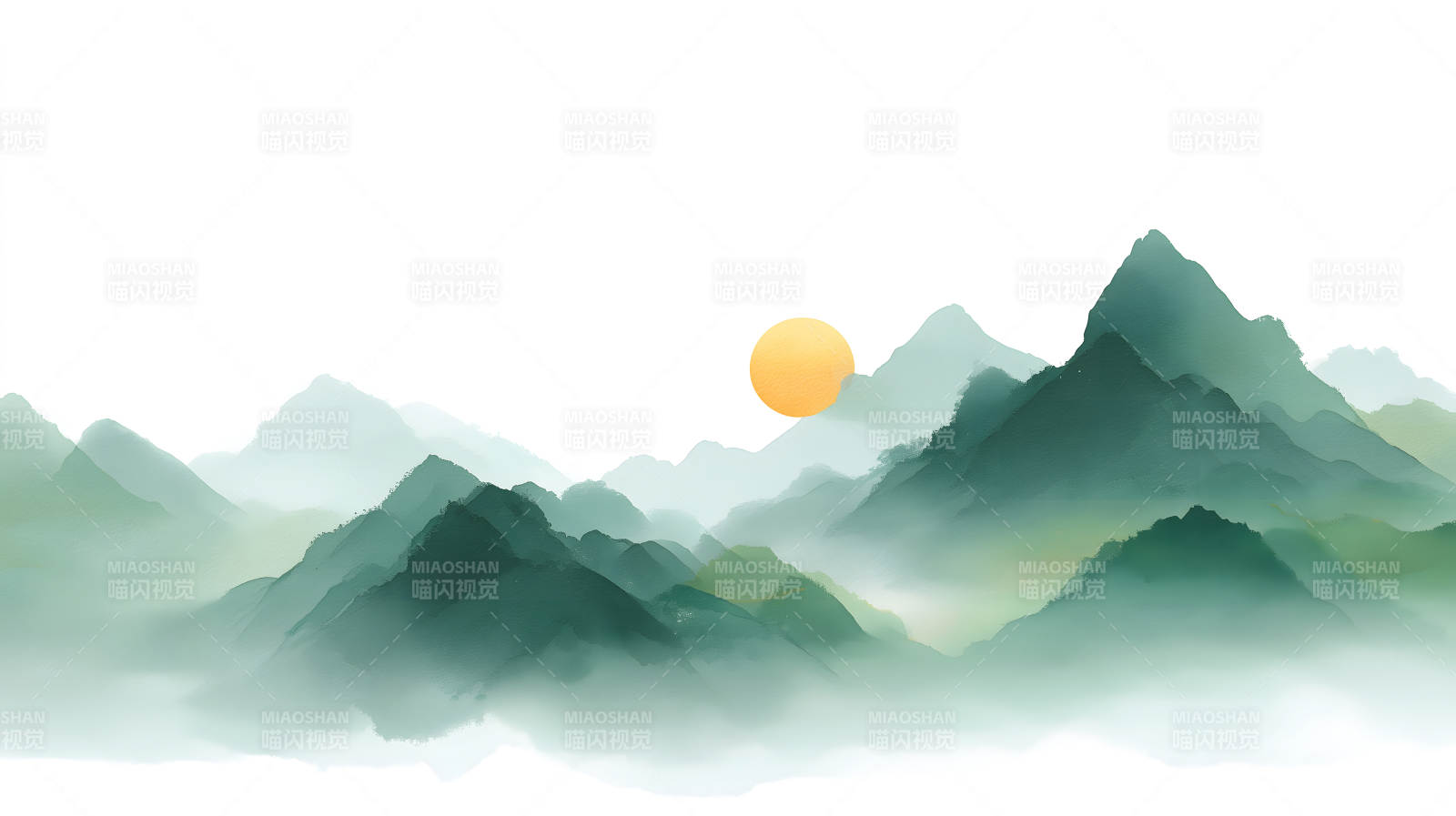 水墨山水画风意境悠远图片