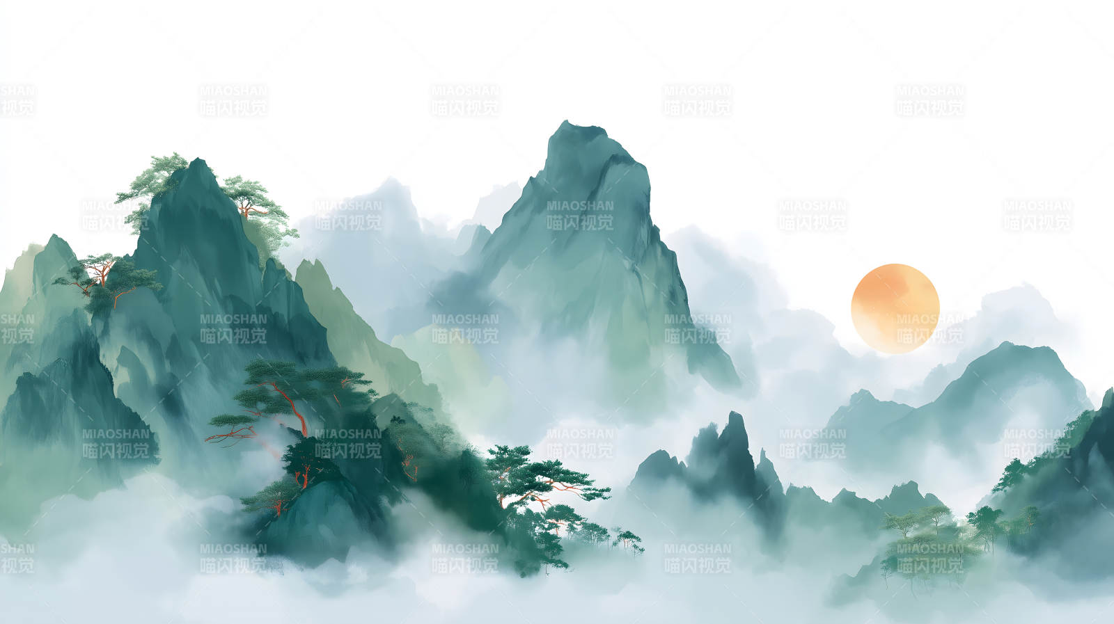 水墨山水画意境深远图片