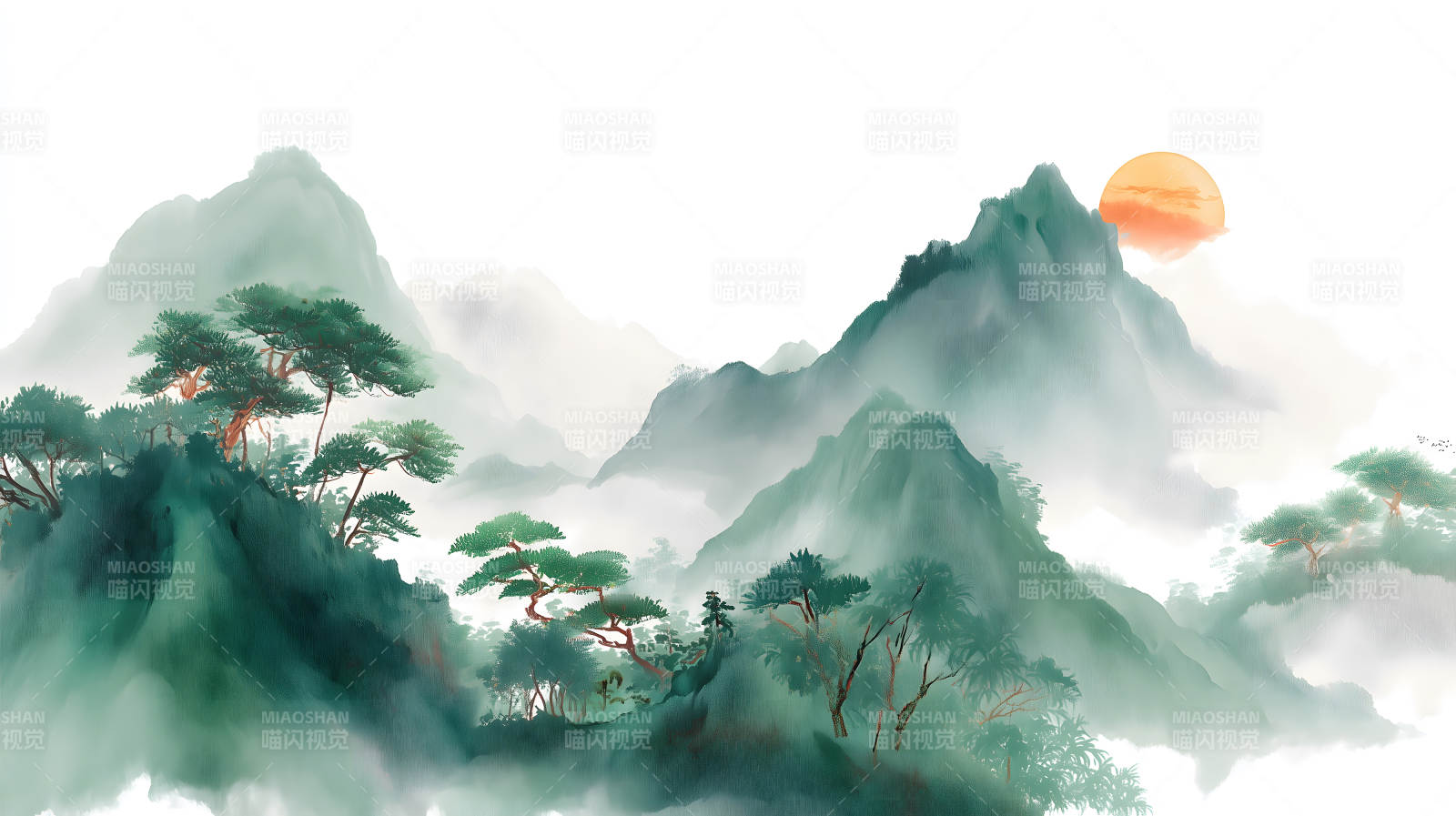 水墨山水画意境悠远图片