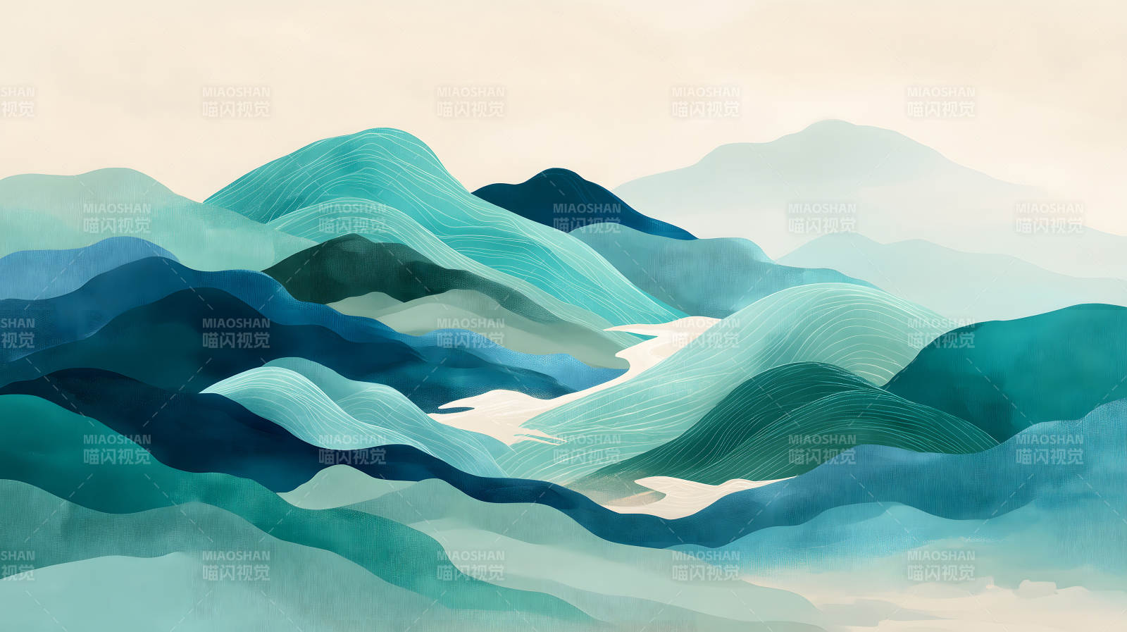 山水画卷波澜壮阔山峦叠嶂意境深远图片