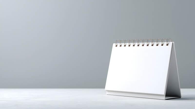 桌面日历摆拍展示极简风格设计图片