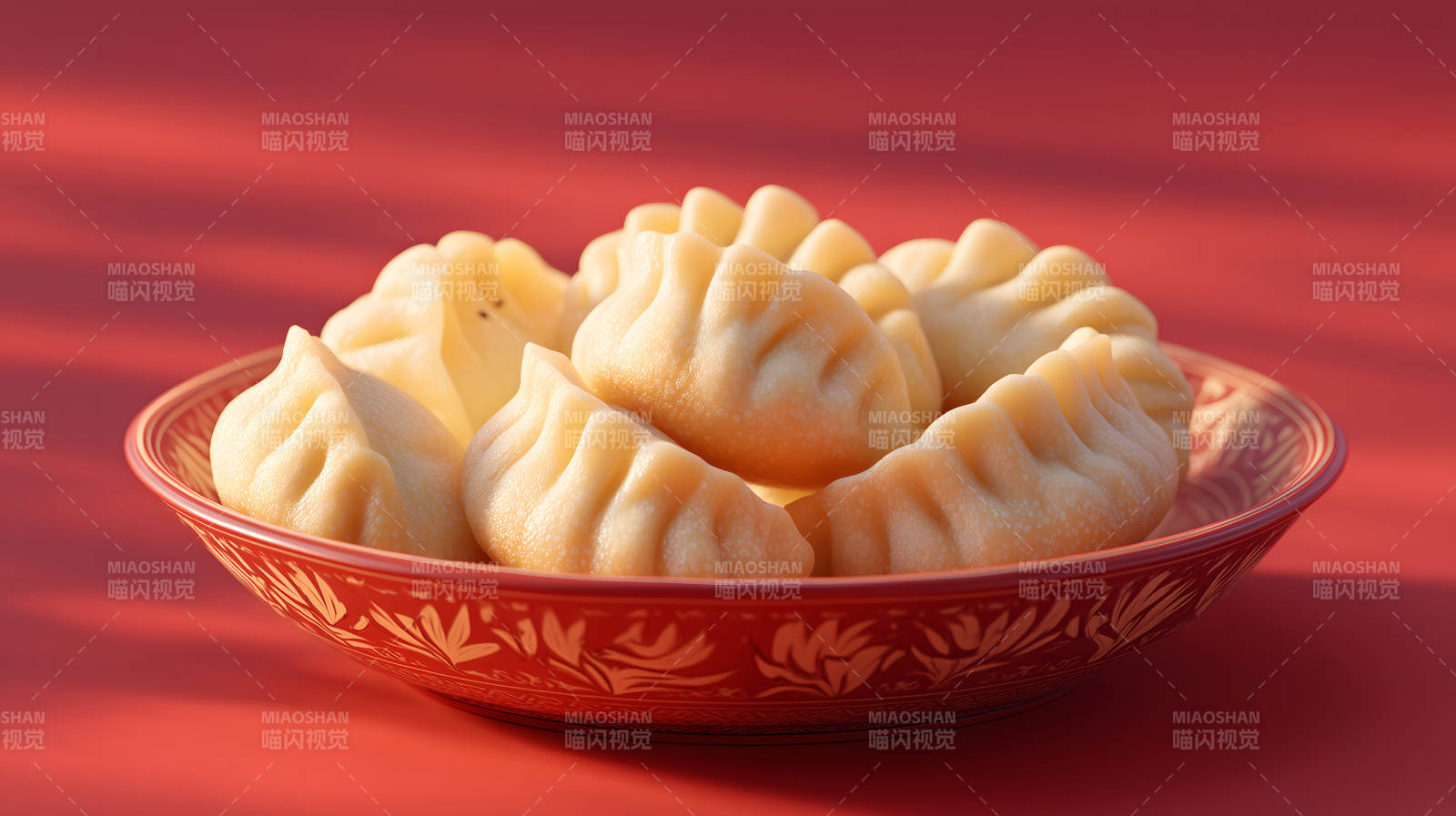 盘中饺子特写镜头图片