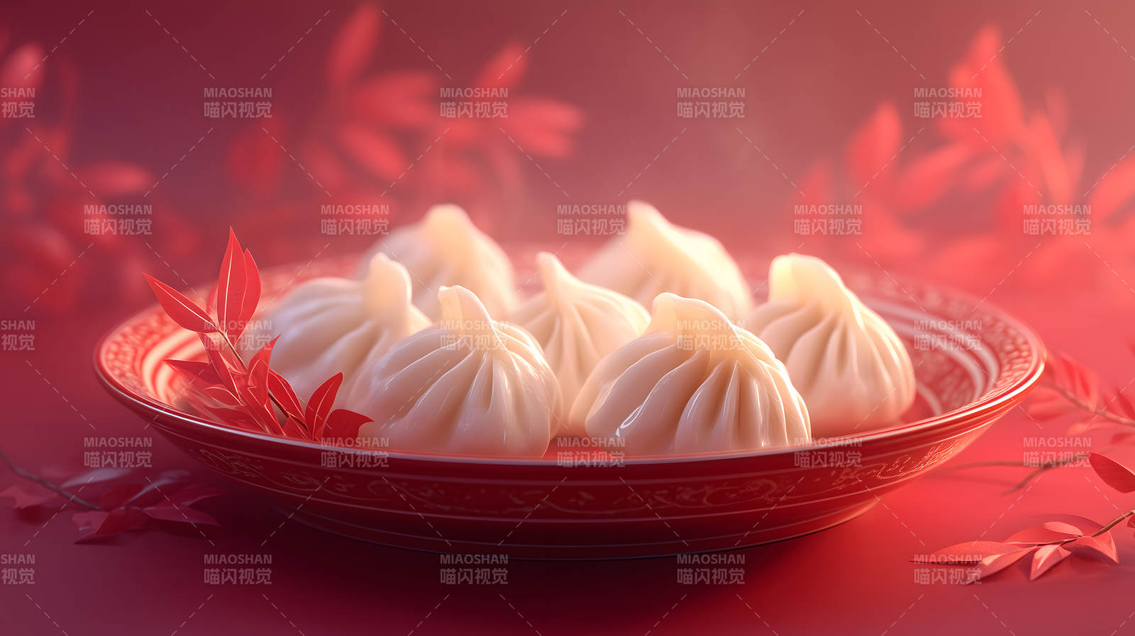 鲜美饺子喜庆氛围图片