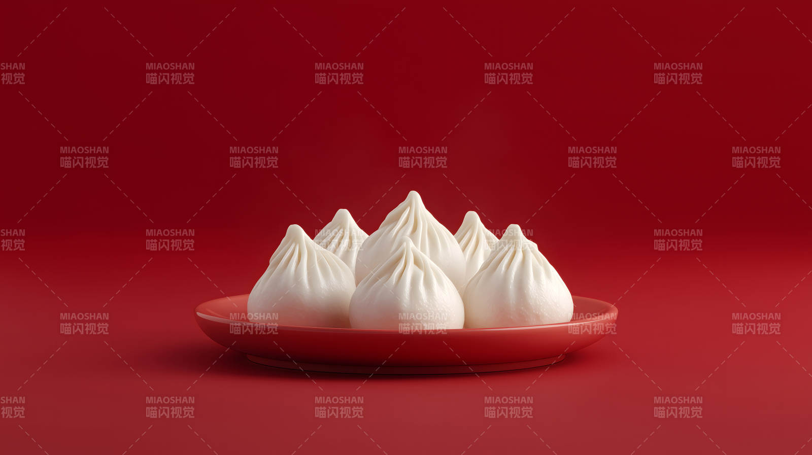 一盘精致的白胖包子图片