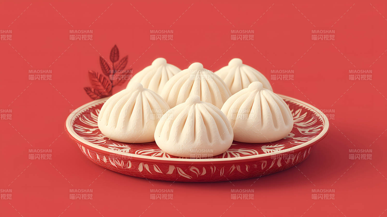 盘中美味白胖包子图片