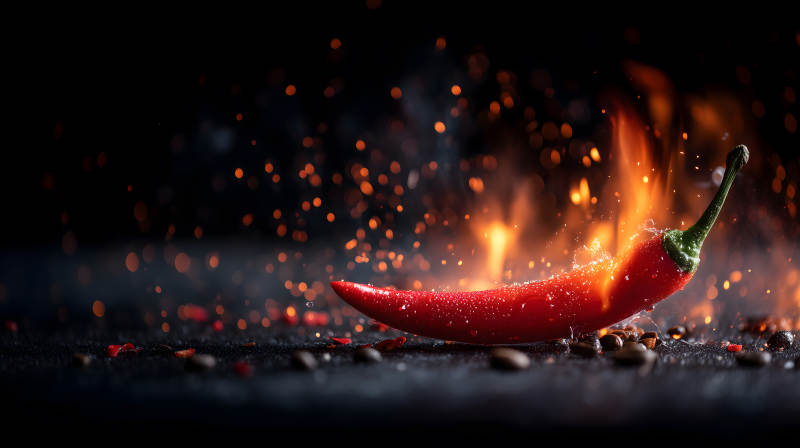 辣椒燃火释放热辣图片
