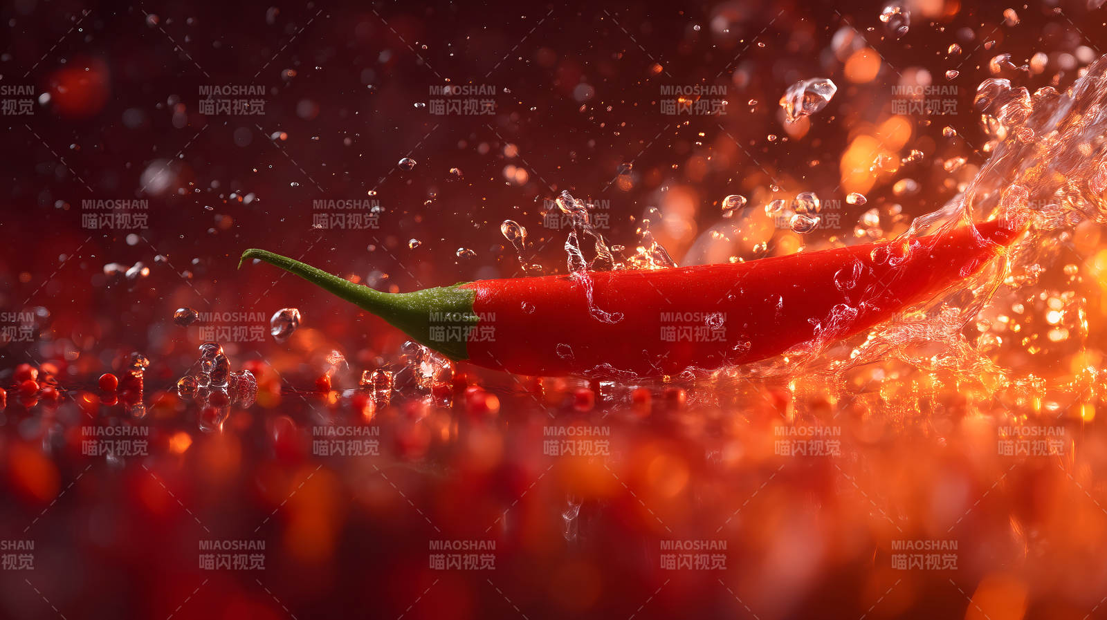 辣椒被水冲刷的特写图片