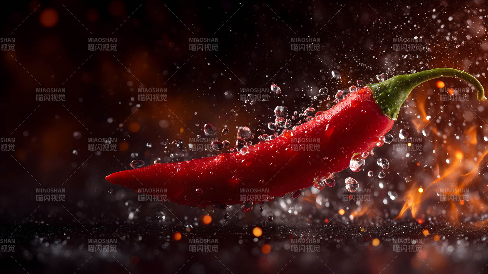 红辣椒与水珠火焰与激情图片