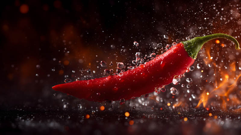 红辣椒与水珠火焰与激情图片