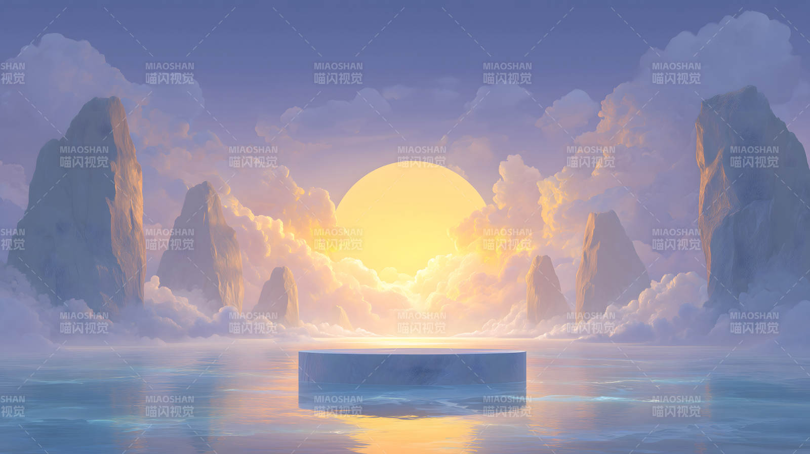 仙境风景日落舞台呈现图片