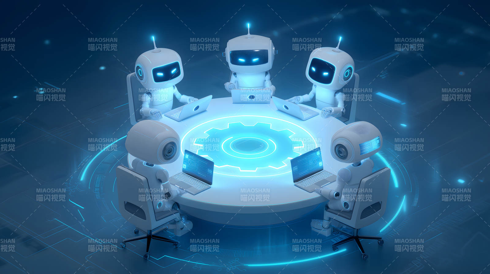 机器人开会讨论科技创新图片