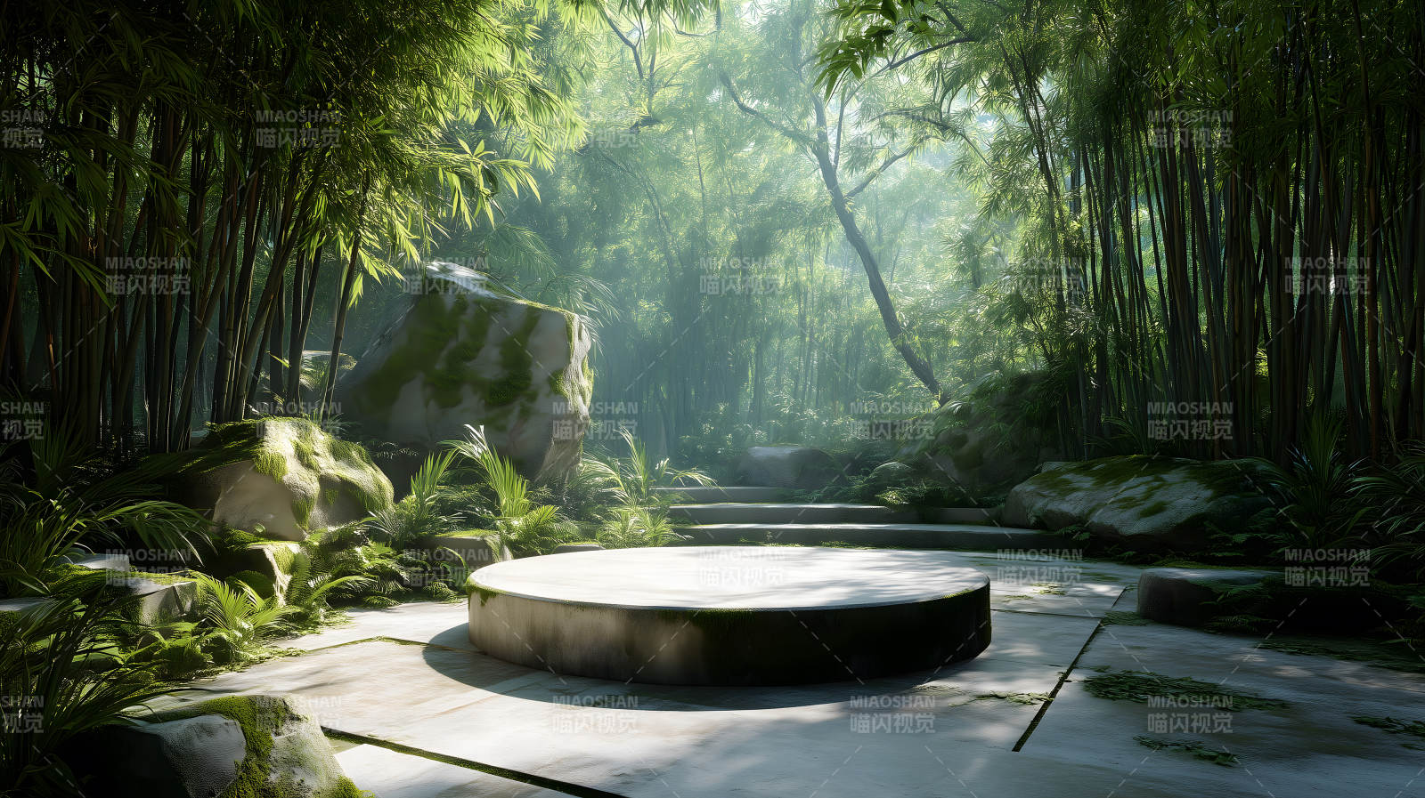 竹林中的静谧空间平台图片