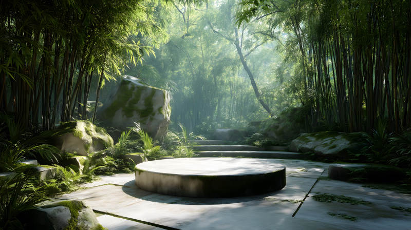竹林中的静谧空间平台图片