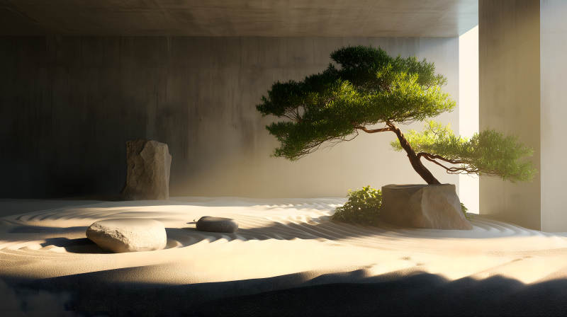 禅意花园的平静氛围图片