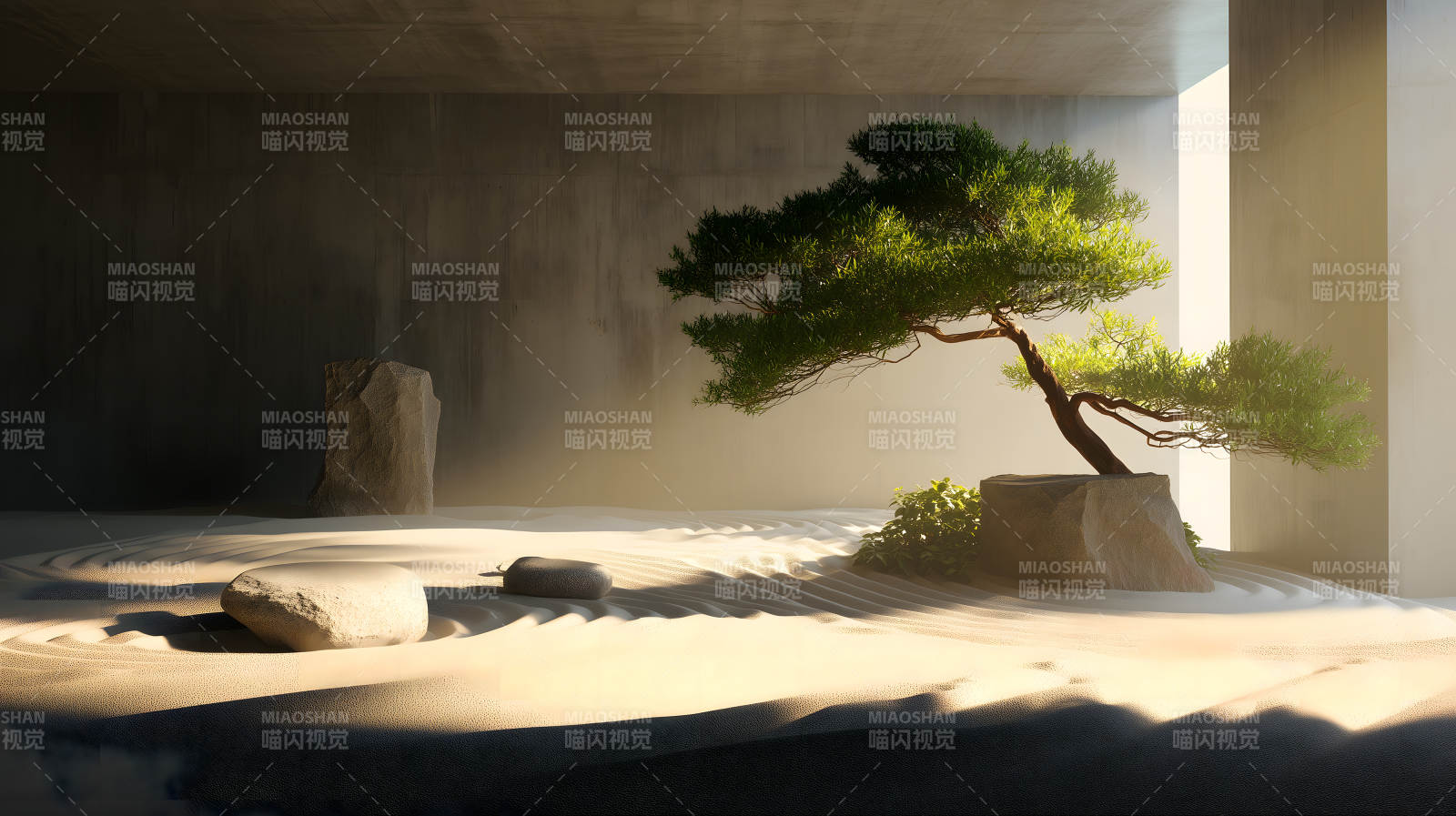 禅意花园的平静氛围图片