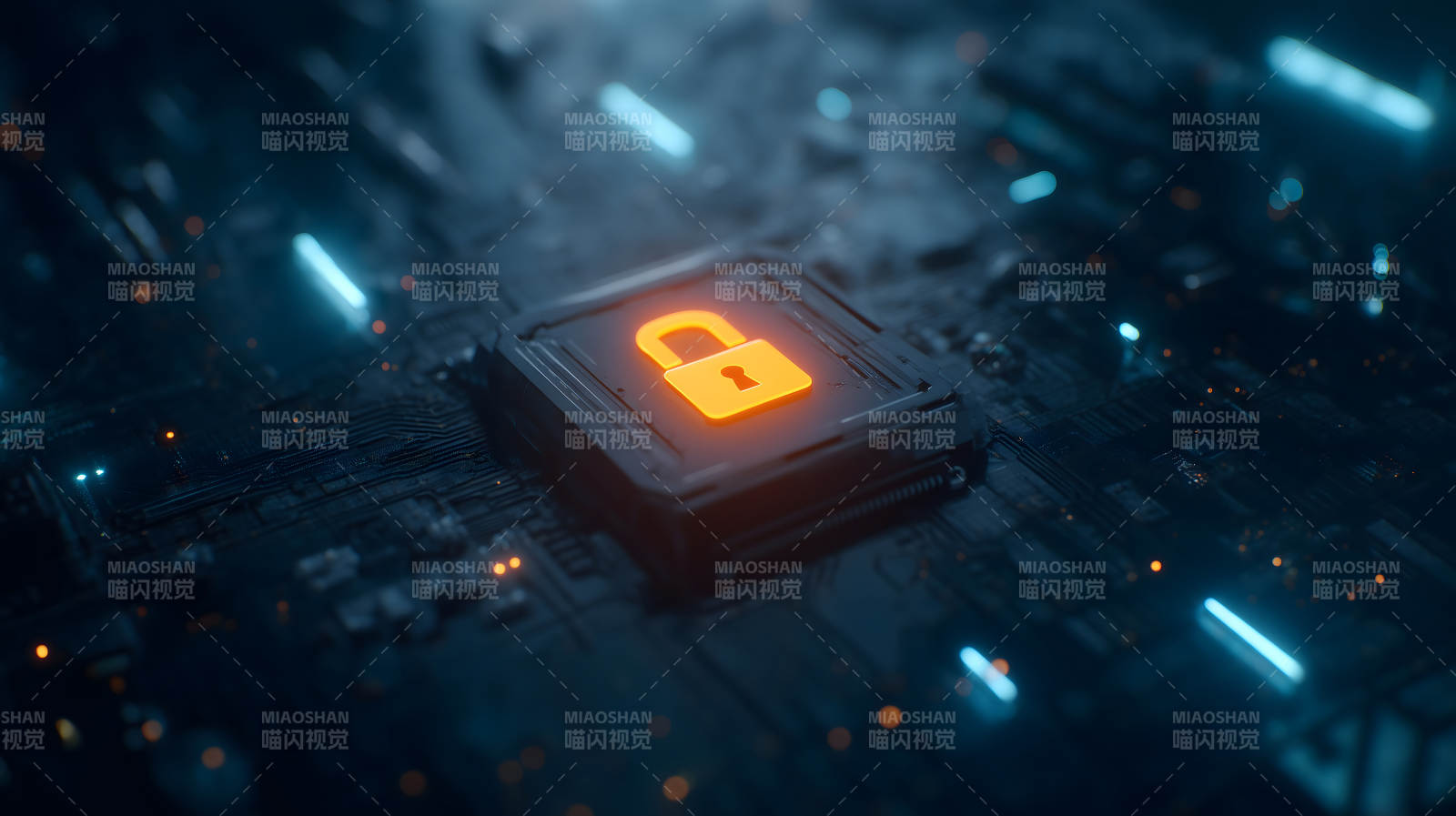 电路板上的安全锁图像图片