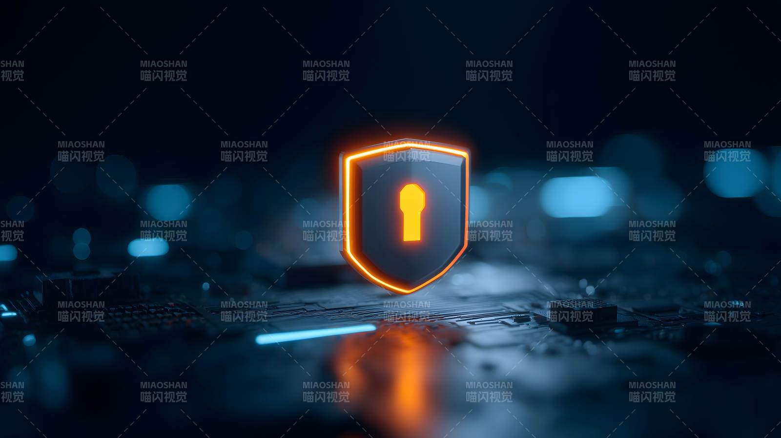 科技安全盾牌发光锁孔设计图片