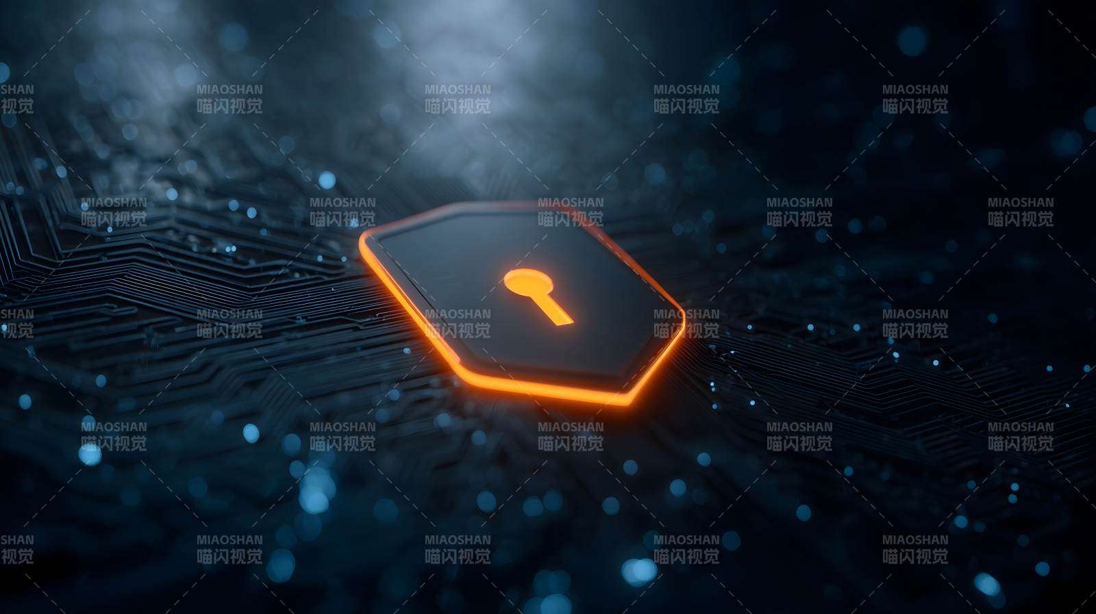 数字安全盾牌与电路板图片