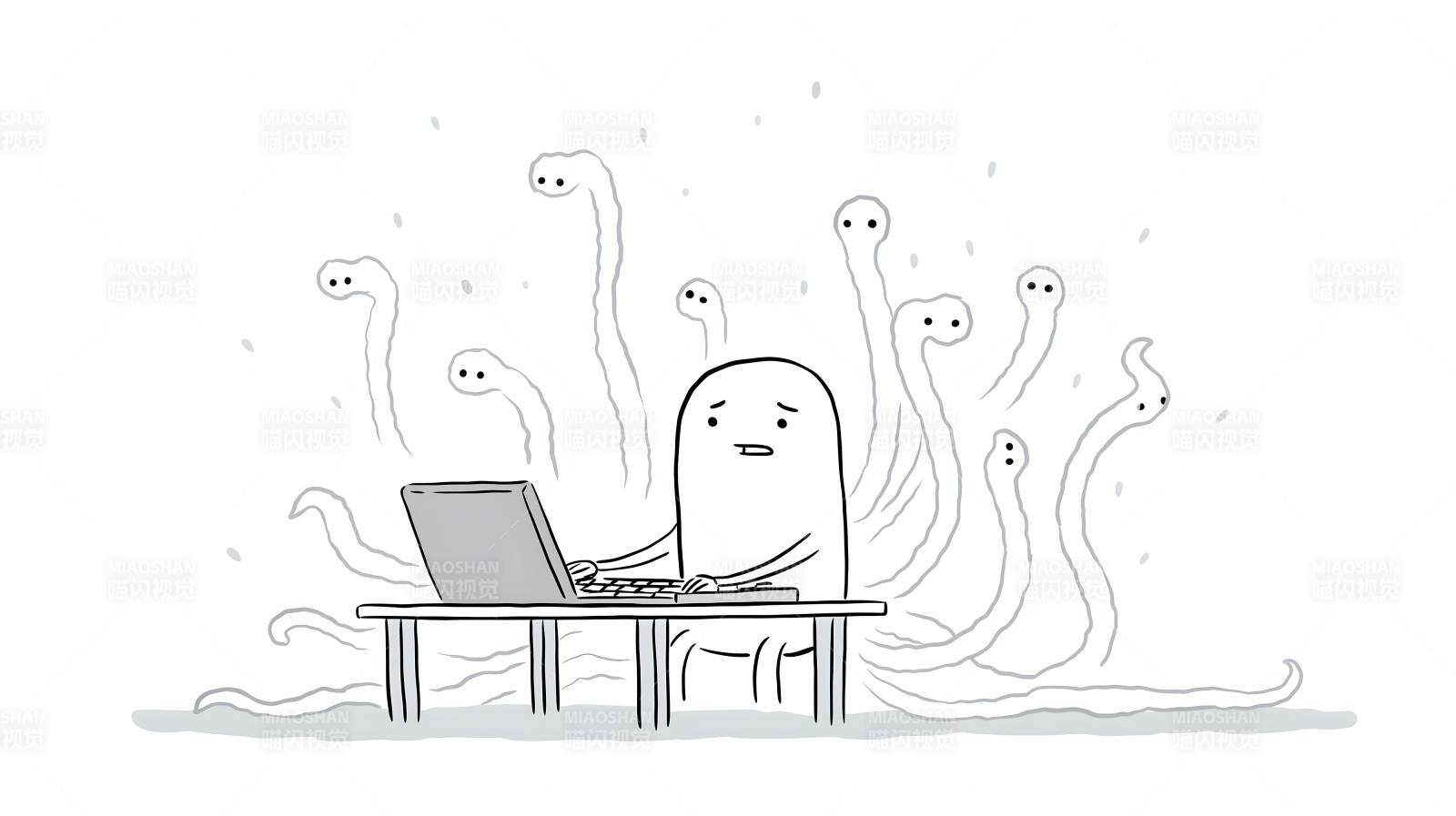 电脑工作的孤独与烦恼图片