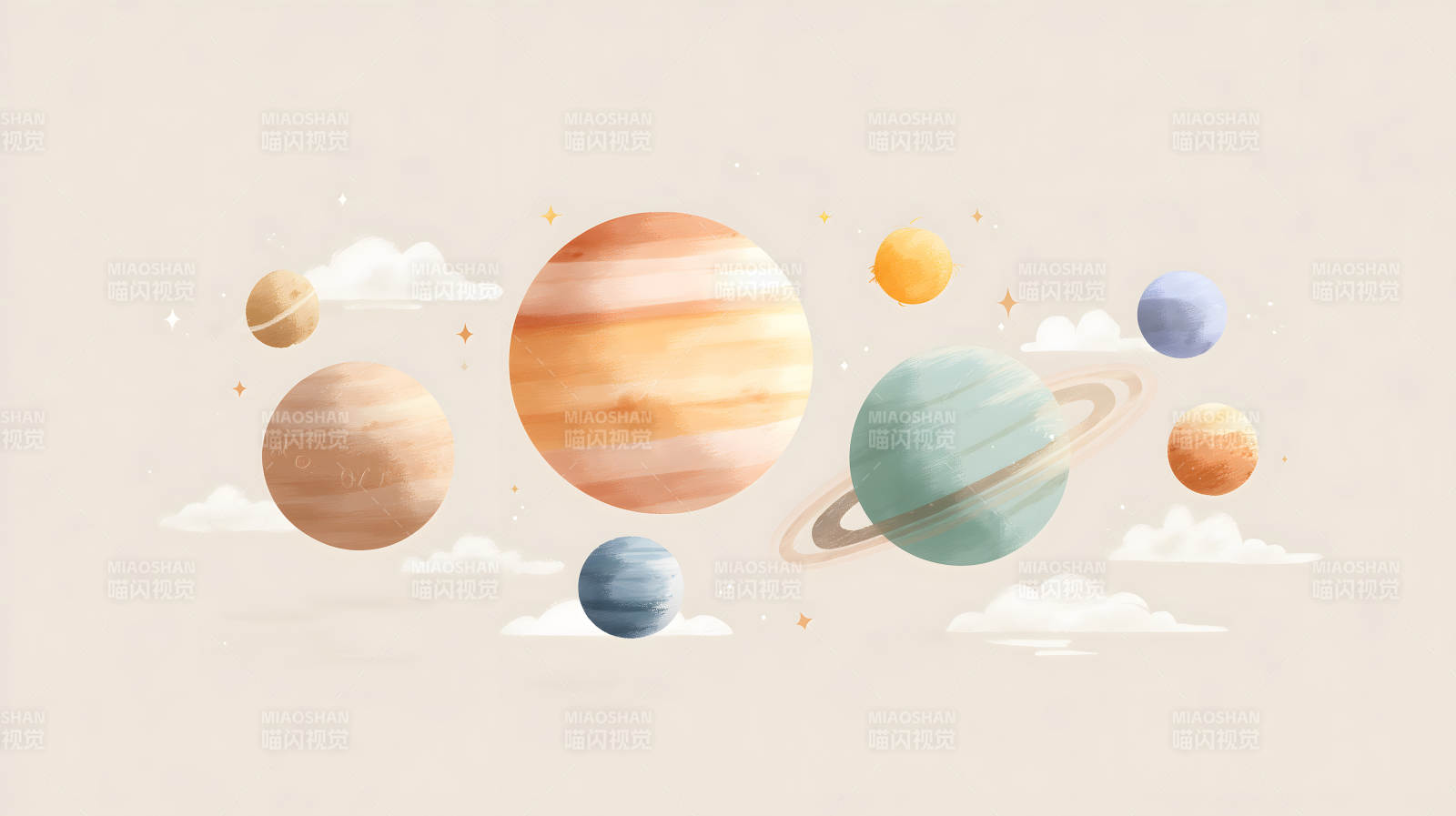 宇宙星球童话世界绘画图片