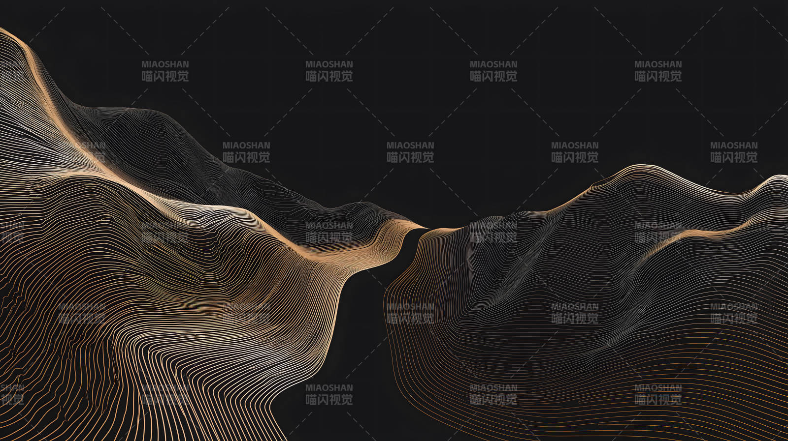 抽象山脉金色线条视觉效果图片