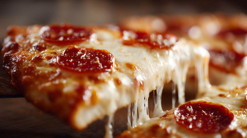 诱人的披萨切片芝士拉丝图片