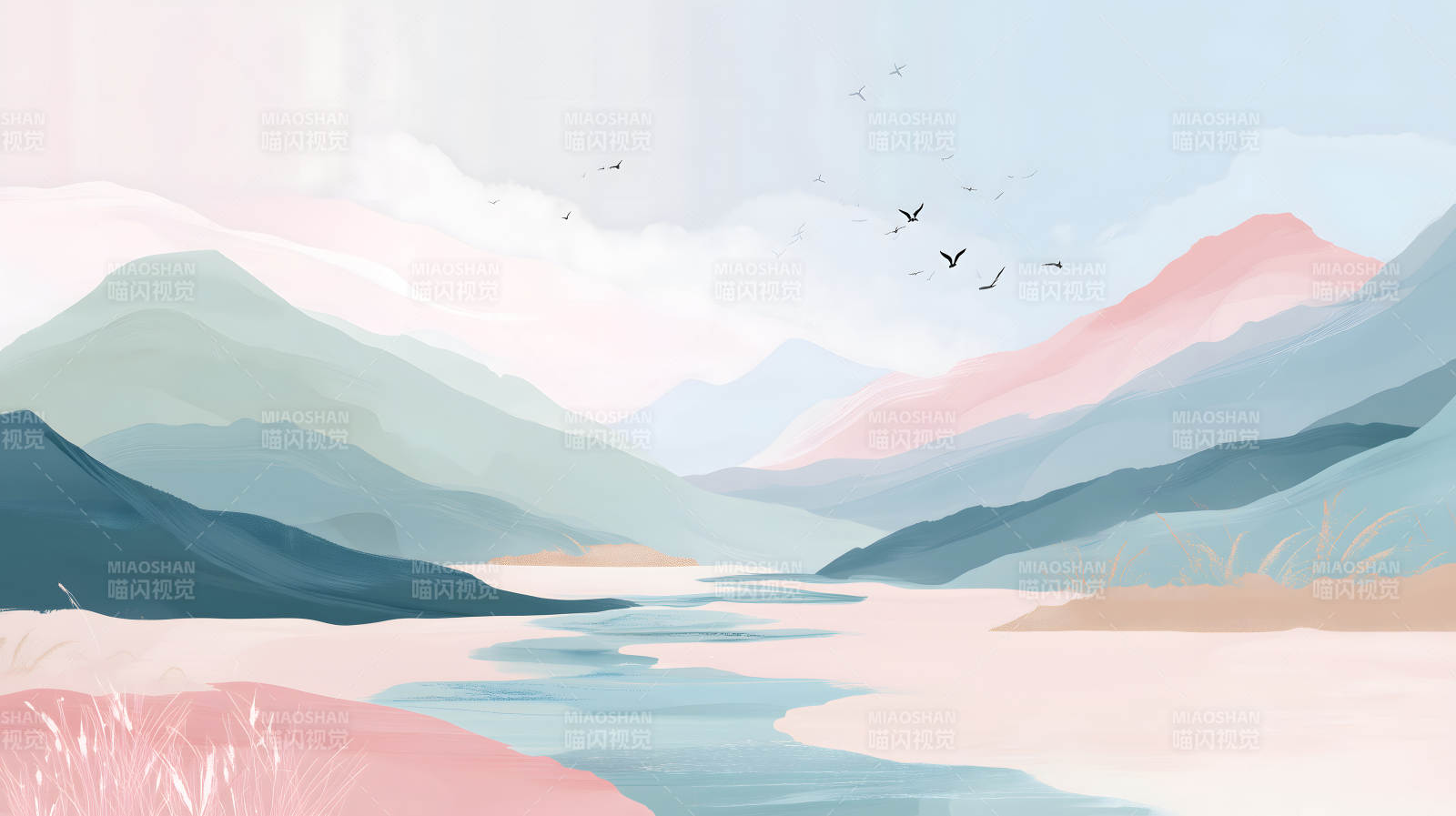 山水画意境唯美风景图片