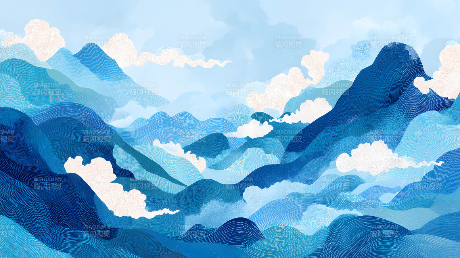 水墨山水风景画清新唯美图片