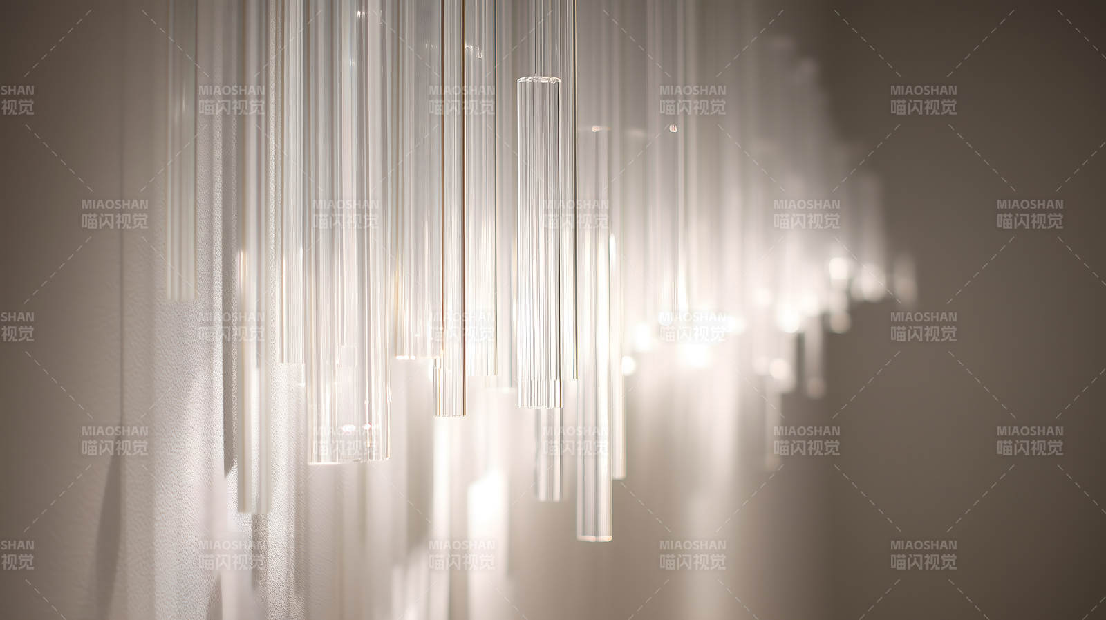 光影交错透明玻璃管阵列图片