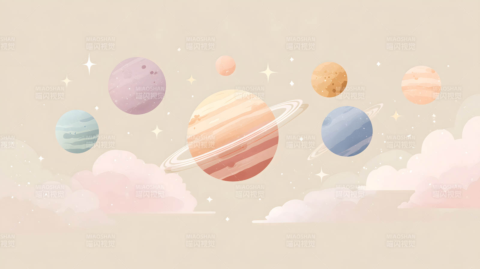 梦幻宇宙星球绘画装饰风格图片