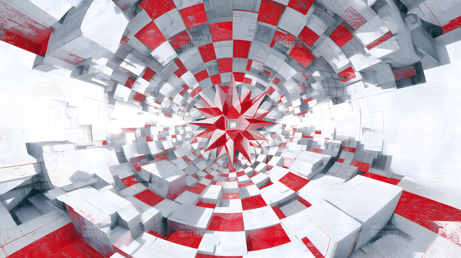 红色几何结构艺术图图片