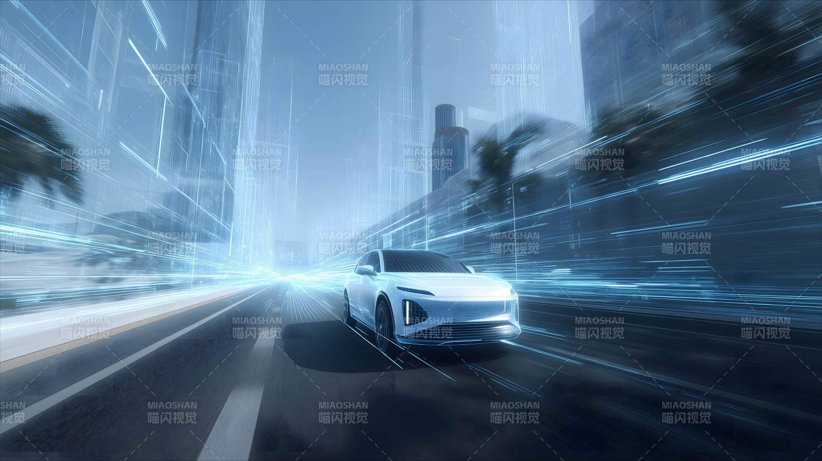 未来城市智能汽车行驶图图片