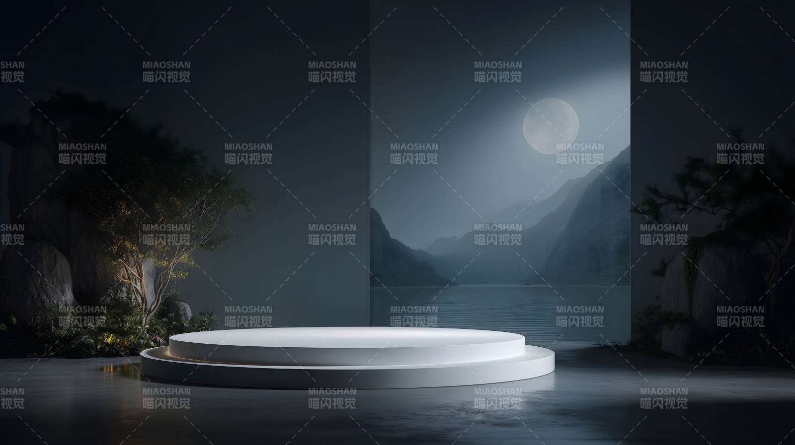 舞台上的月夜景观图片