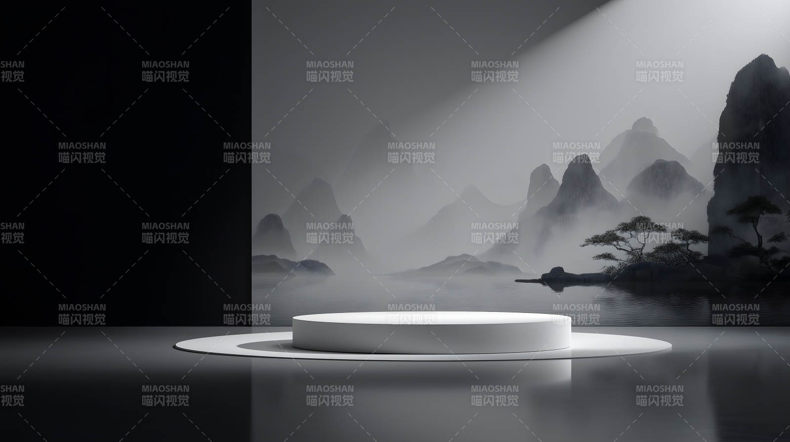 水墨意境下的产品展示台图片