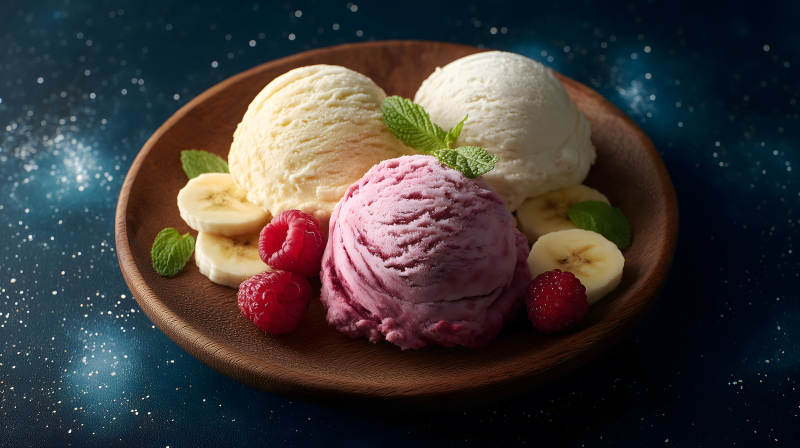 冰淇淋水果拼盘甜蜜诱人图片