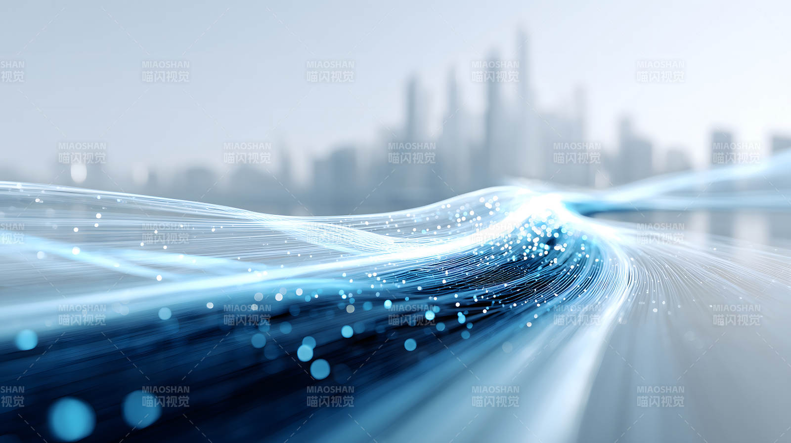 蓝色线条流动城市背景图片