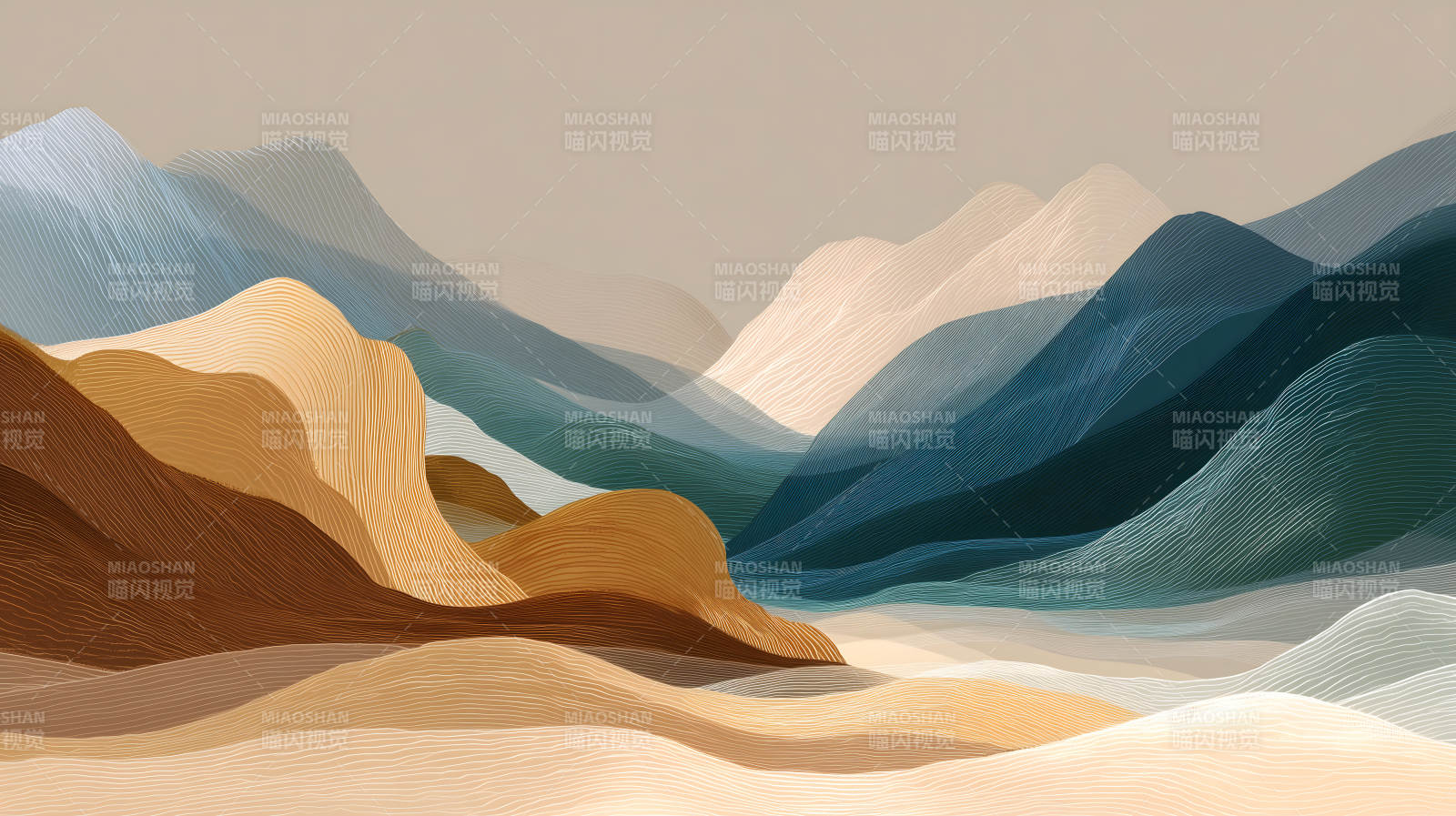 抽象山脉风景艺术画图片