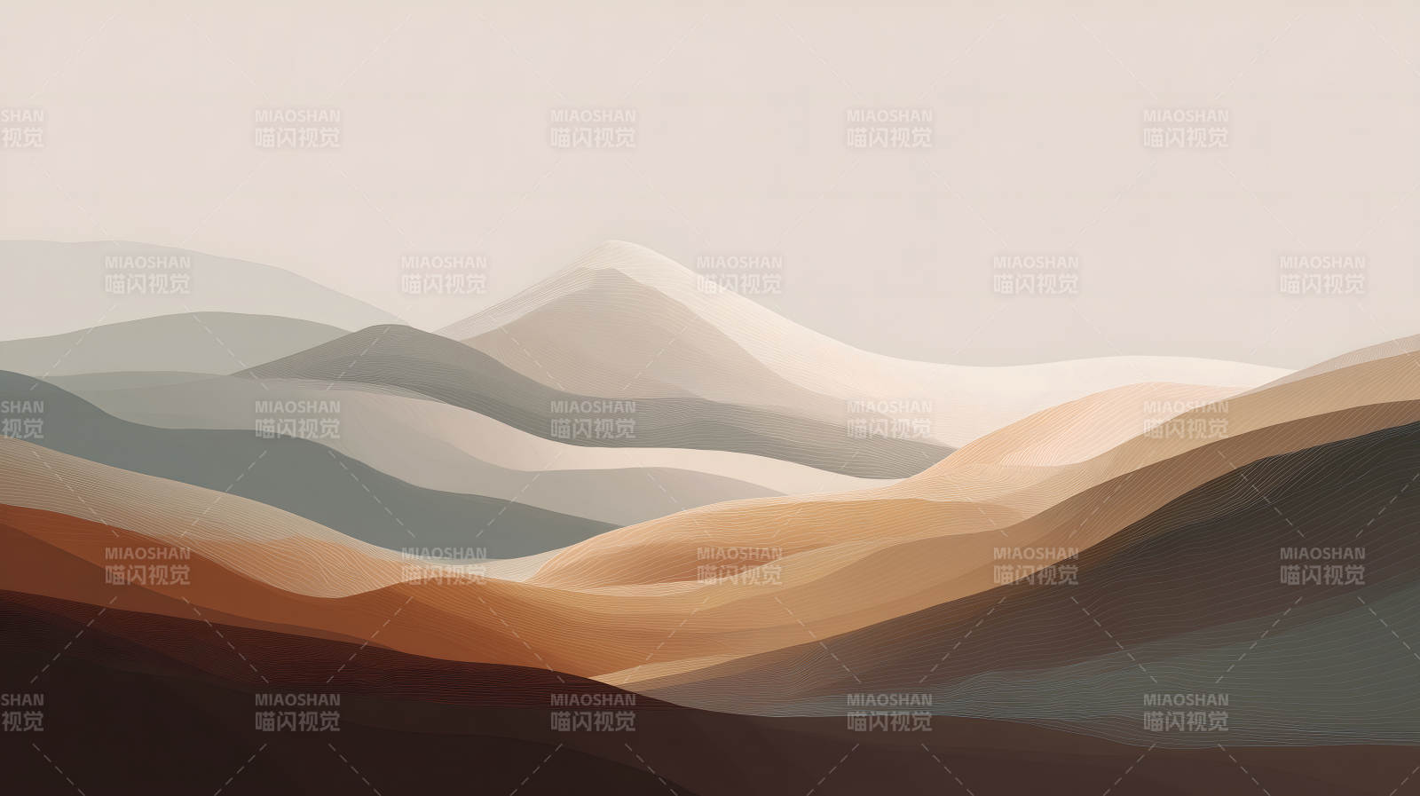 山峦叠嶂抽象风景画图片