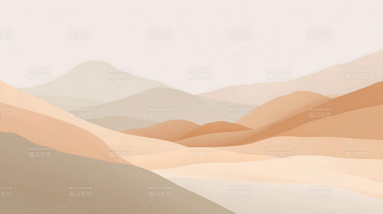 柔和的色调山峦意境风景画图片