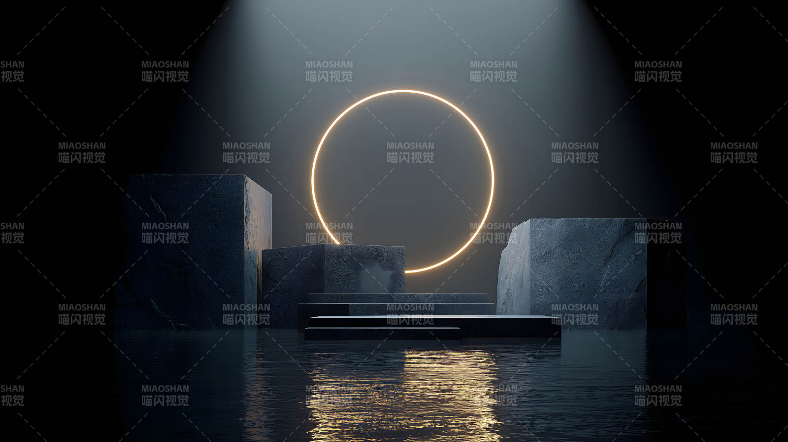 抽象几何空间场景呈现图片