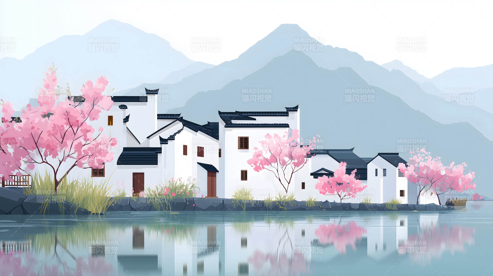 水乡古镇春意盎然图片