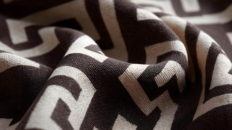 深棕色几何纹理布料特写图片