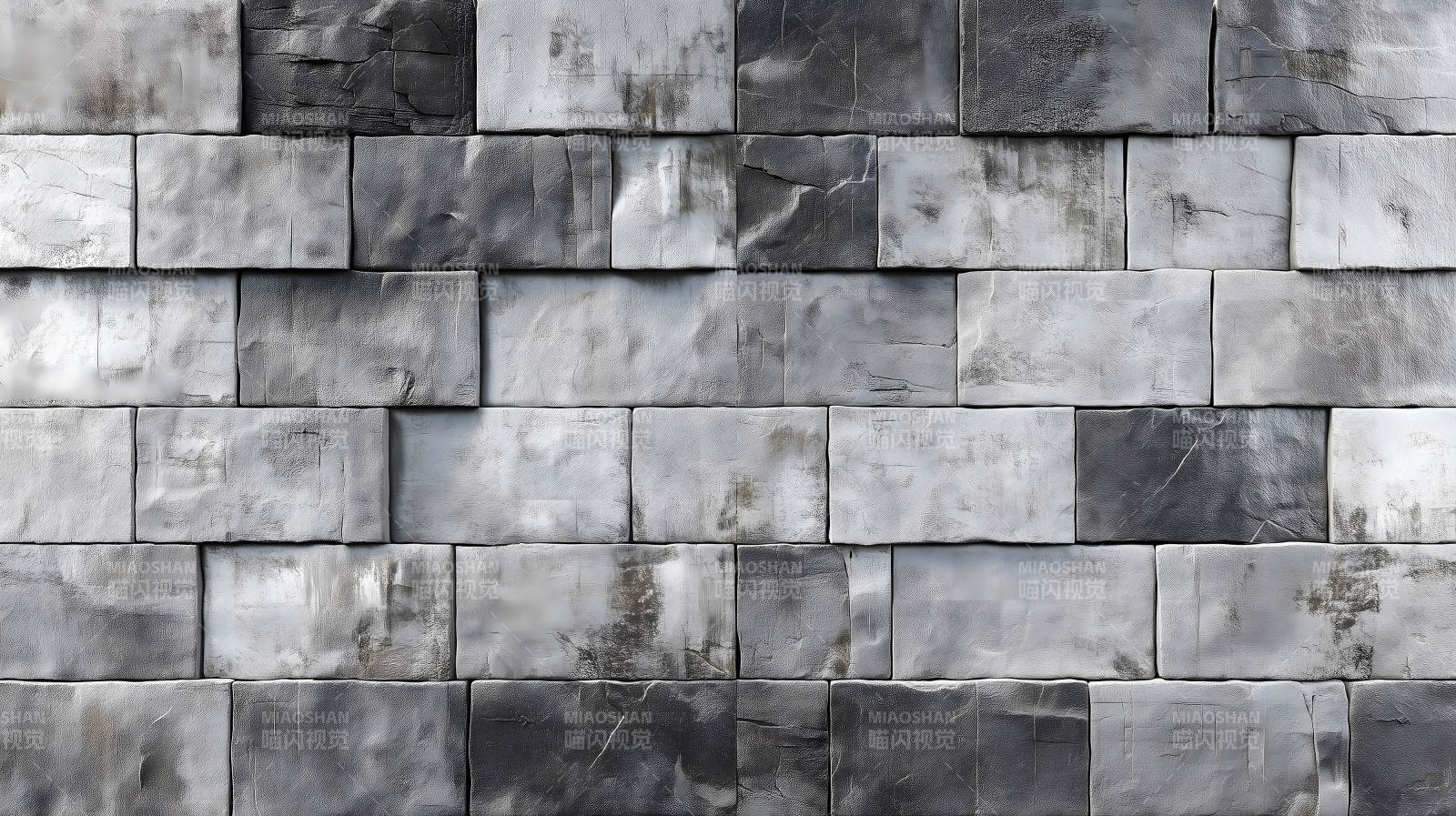 灰白砖块堆砌墙面纹理质感图片