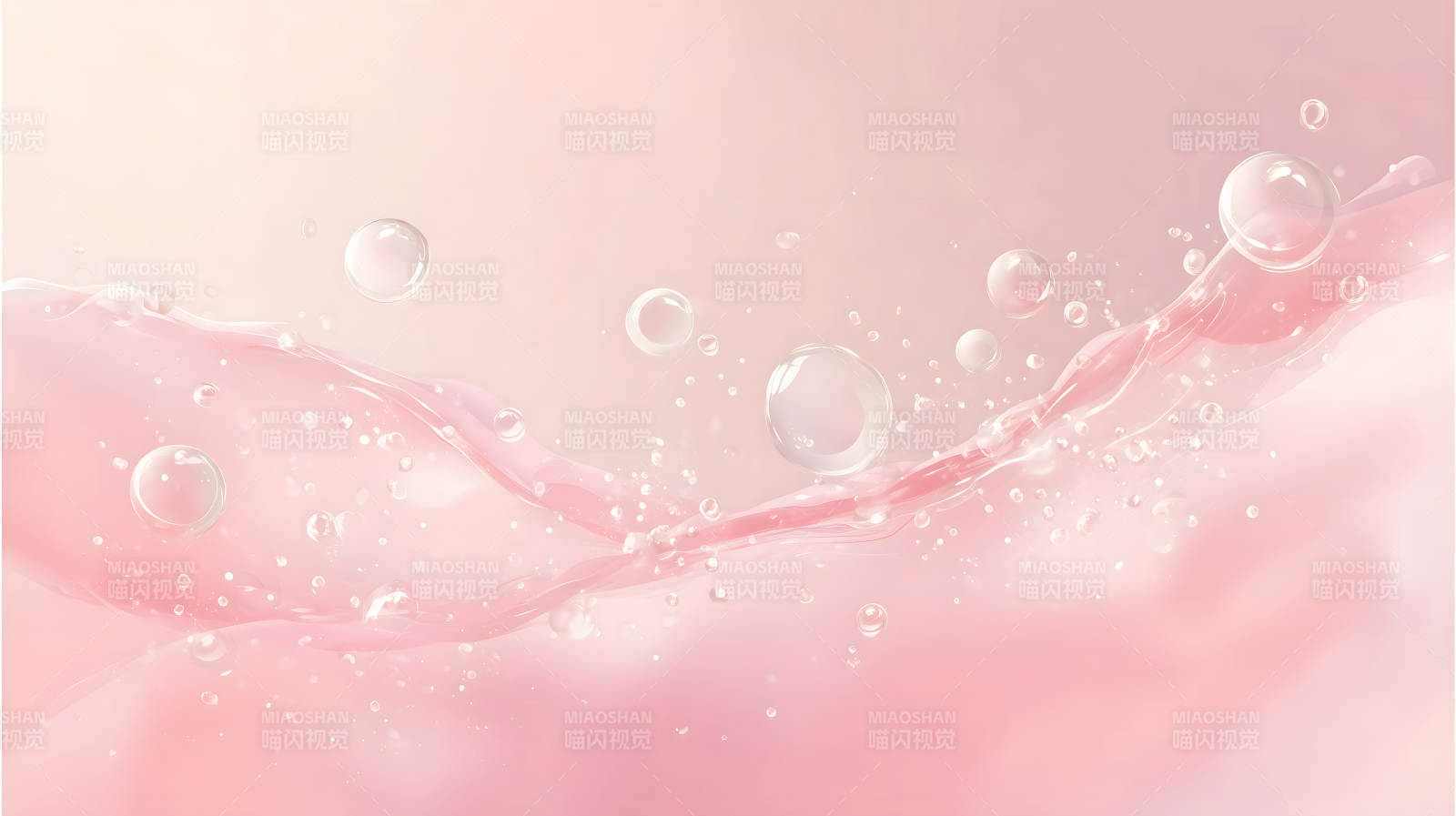 粉色水波与气泡的柔和梦幻图片