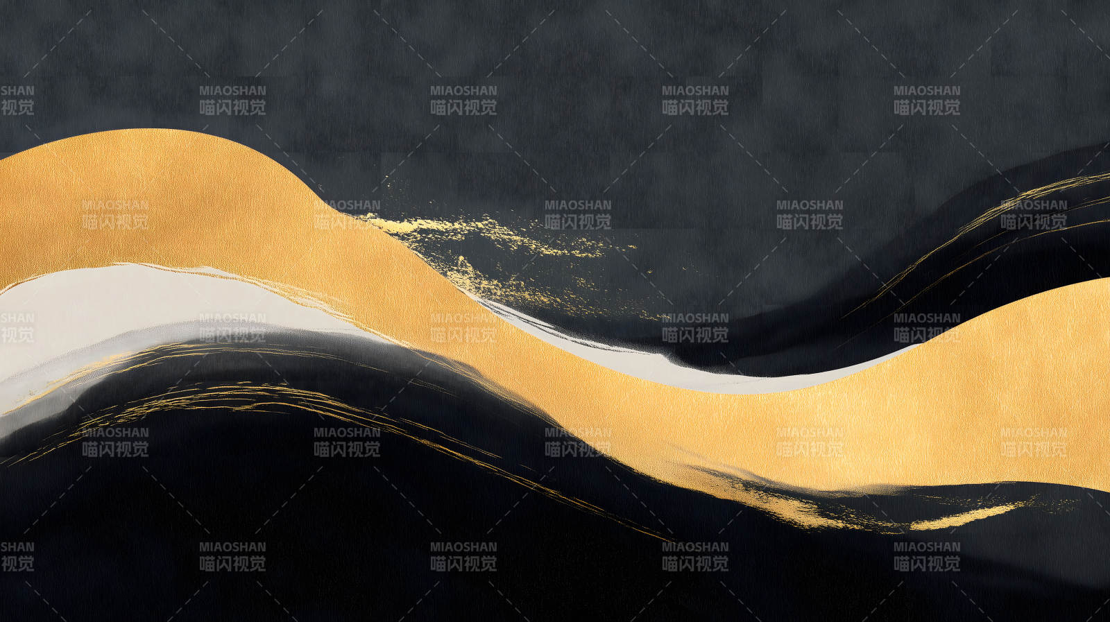 金色与黑色抽象绘画图片